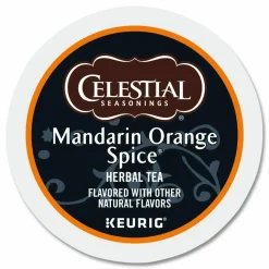 Celestial Seasonings Mandarin Orange Spice Herb Tea, 0.13 oz K-Cups, 96/Carton