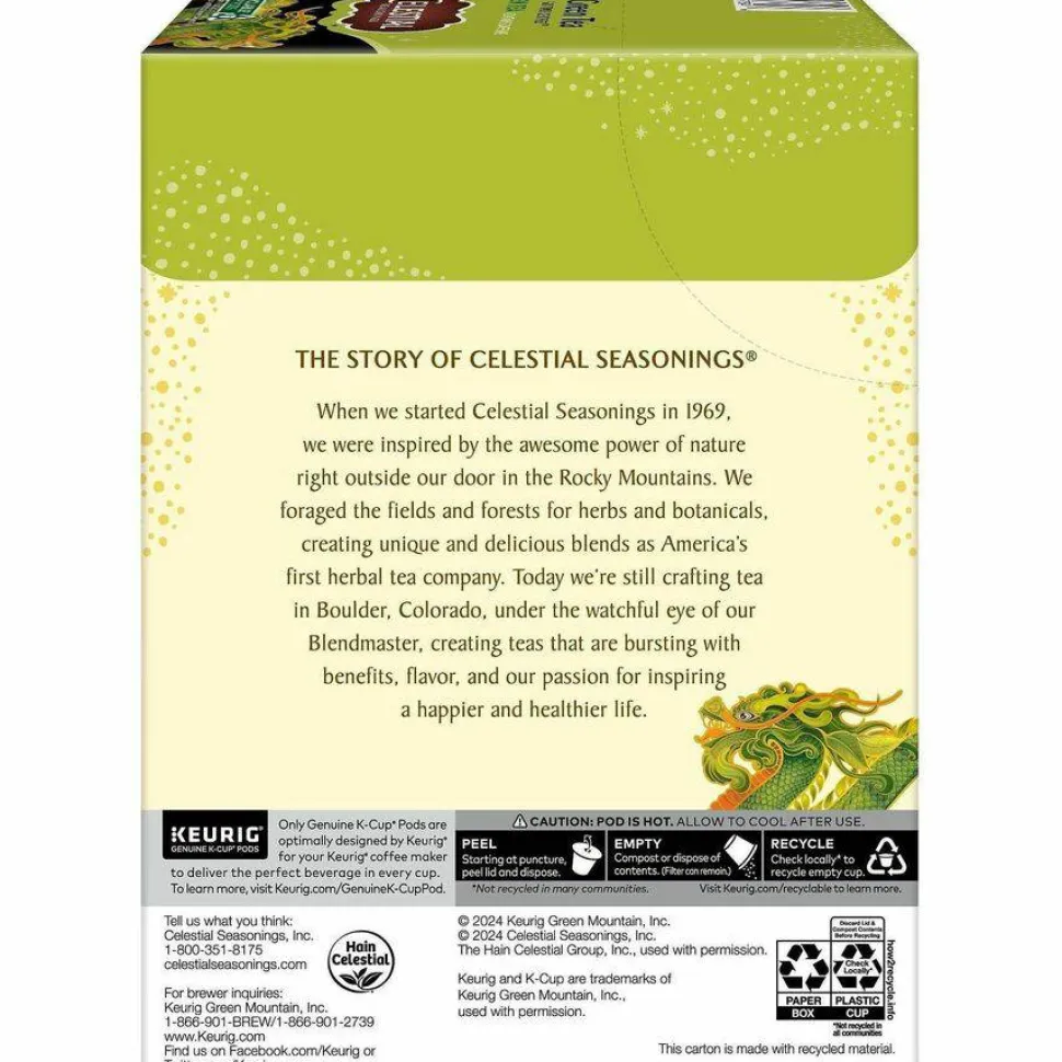 Celestial Seasonings Natural Antioxidant Green Tea Single-Serve K-Cups, 0.40 Oz, Box Of 96