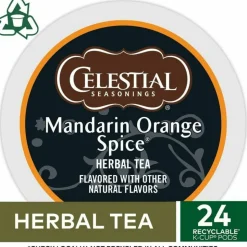 Celestial Seasonings Single-Serve K-Cup Pods, Mandarin Orange Tea, Box Of 24