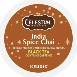 Celestial Seasonings Single-Serve K-Cup Pods, Original India Spice Chai Tea, Box Of 24