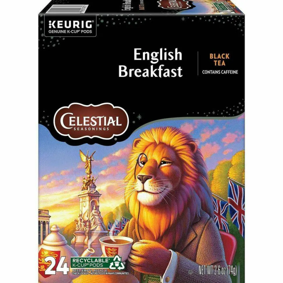 Celestial Seasonings Single-Serve K-Cup Pods, English Breakfast Tea, Box Of 24