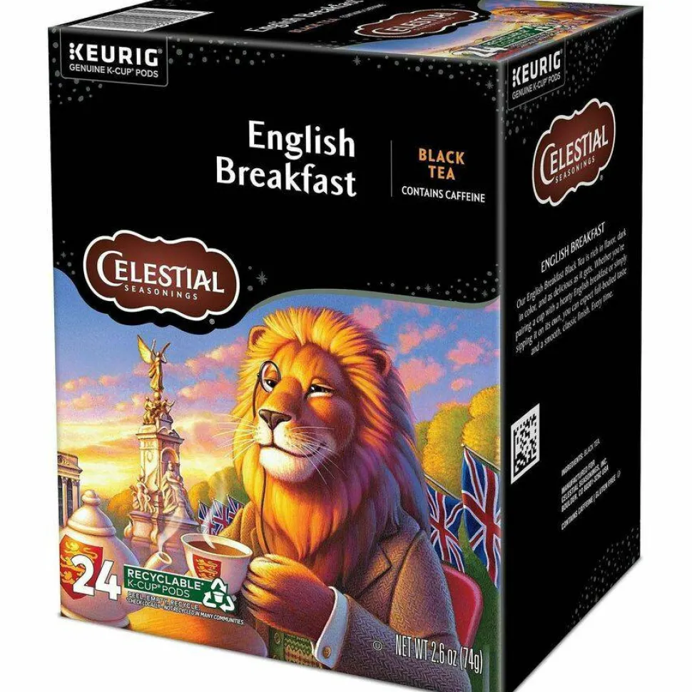 Celestial Seasonings Single-Serve K-Cup Pods, English Breakfast Tea, Box Of 24