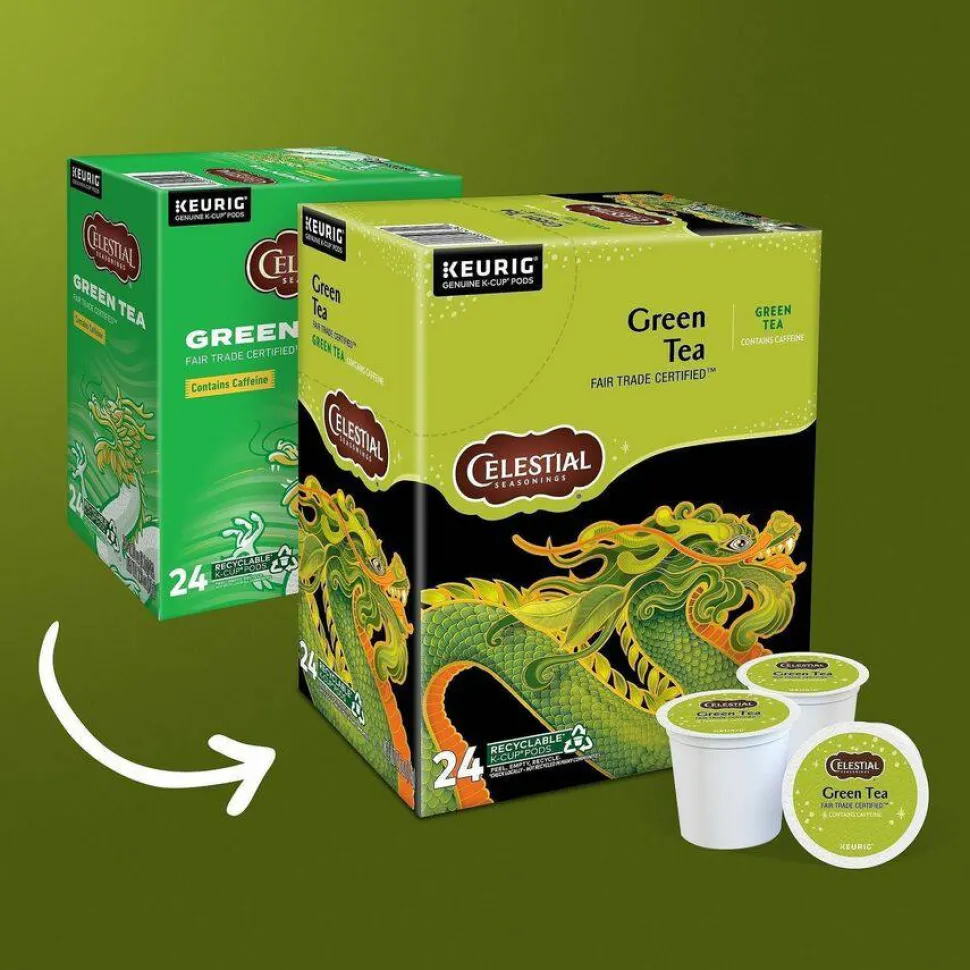 Celestial Seasonings Single-Serve K-Cup Pods, Green Tea, Box Of 24