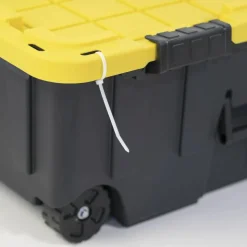 Centrex Tough Box Wheeled Footlocker Tote With Lid, 20-Gallon, 32-1/4”L x 18-1/4”W x 13-1/2”H, 45% Recycled, Black/Yellow