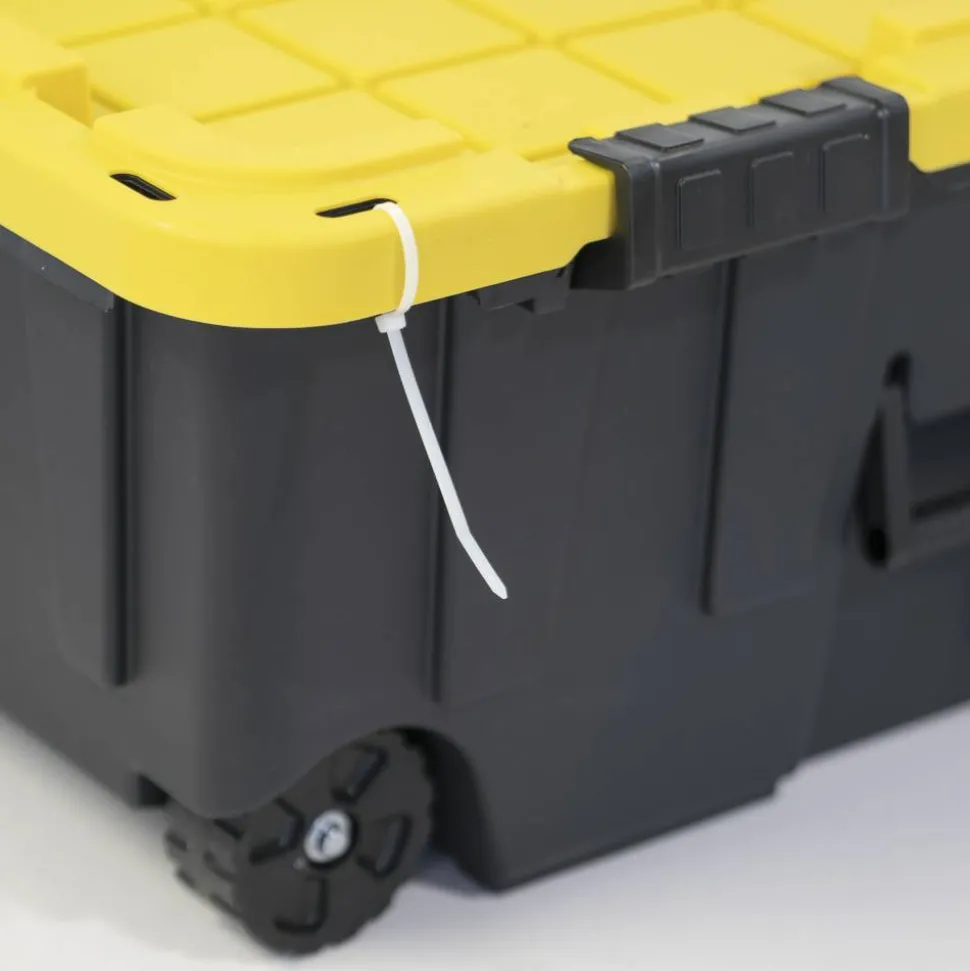 Centrex Tough Box Wheeled Footlocker Tote With Lid, 20-Gallon, 32-1/4”L x 18-1/4”W x 13-1/2”H, 45% Recycled, Black/Yellow