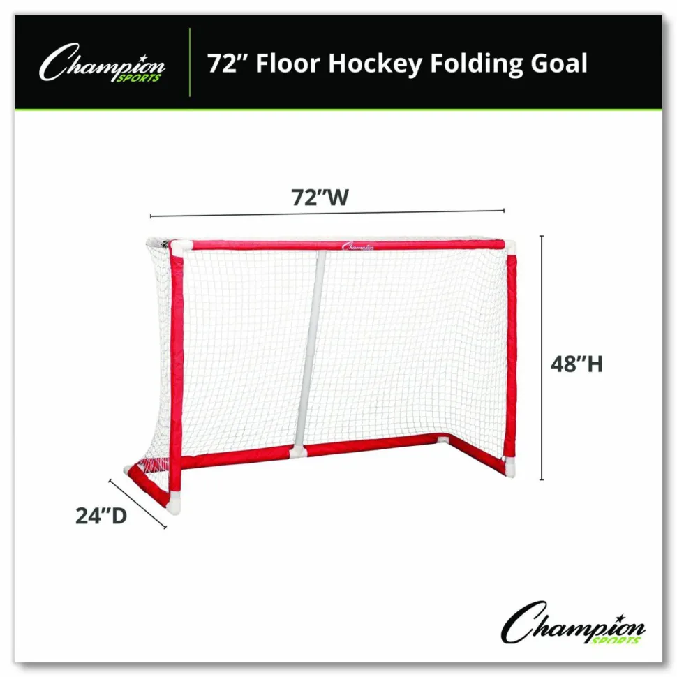 Champion Sports 72 Inch Floor Hockey Collapsible Goal, 24" x 72", 1.65" dia Frame