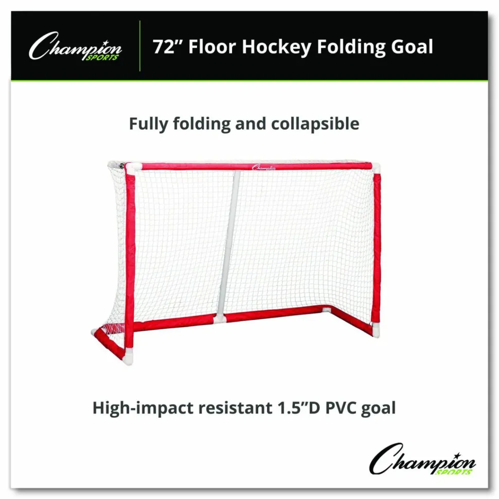 Champion Sports 72 Inch Floor Hockey Collapsible Goal, 24" x 72", 1.65" dia Frame