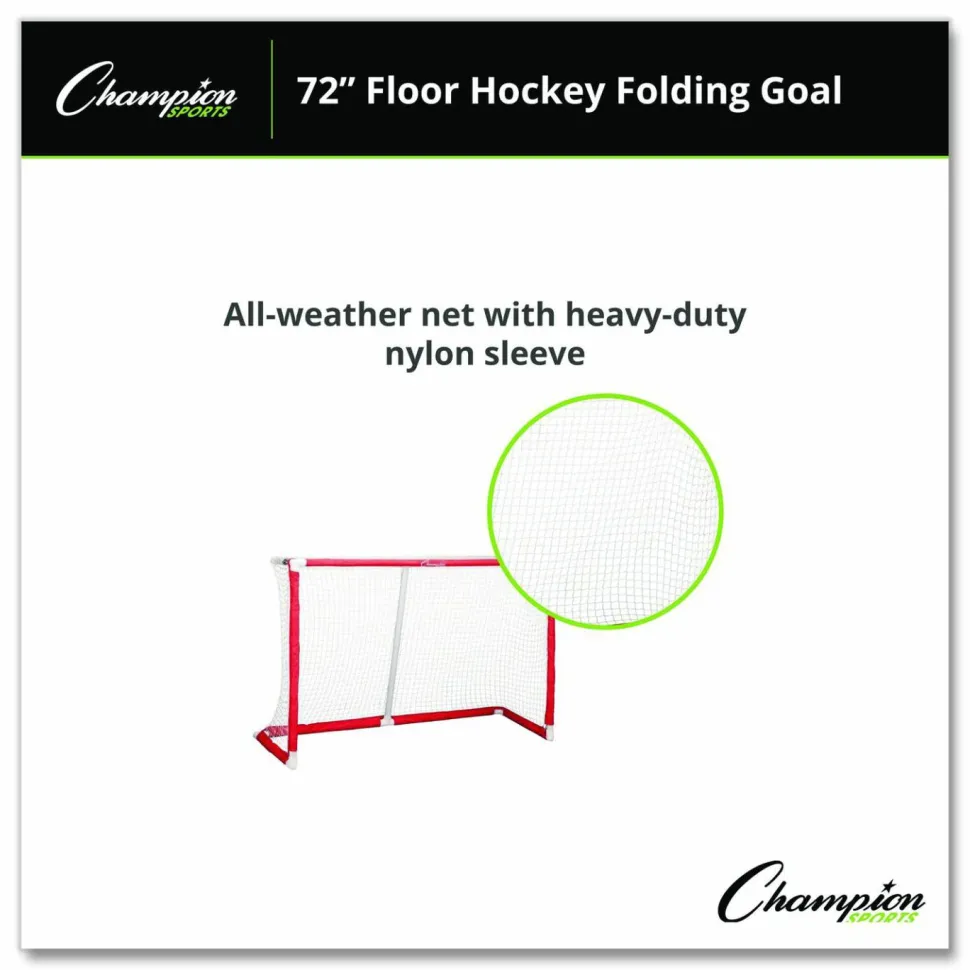 Champion Sports 72 Inch Floor Hockey Collapsible Goal, 24" x 72", 1.65" dia Frame