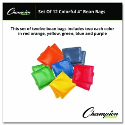 Champion Sports 4" Rainbow Bean Bags - 12 / Set - Assorted, Red, Yellow, Green, Orange