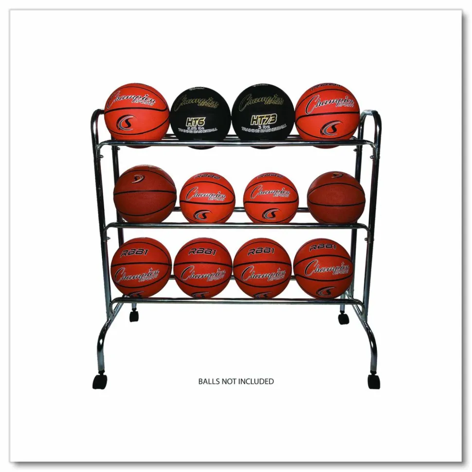 Champion Sports 12-Ball Basketball Rack, 41" x 17" x 41", Steel