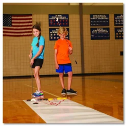 Champion Sports Blacktop Shuffleboard Set, (2) Two-Piece 51" Cues/(8) Discs/Sidewalk Chalk
