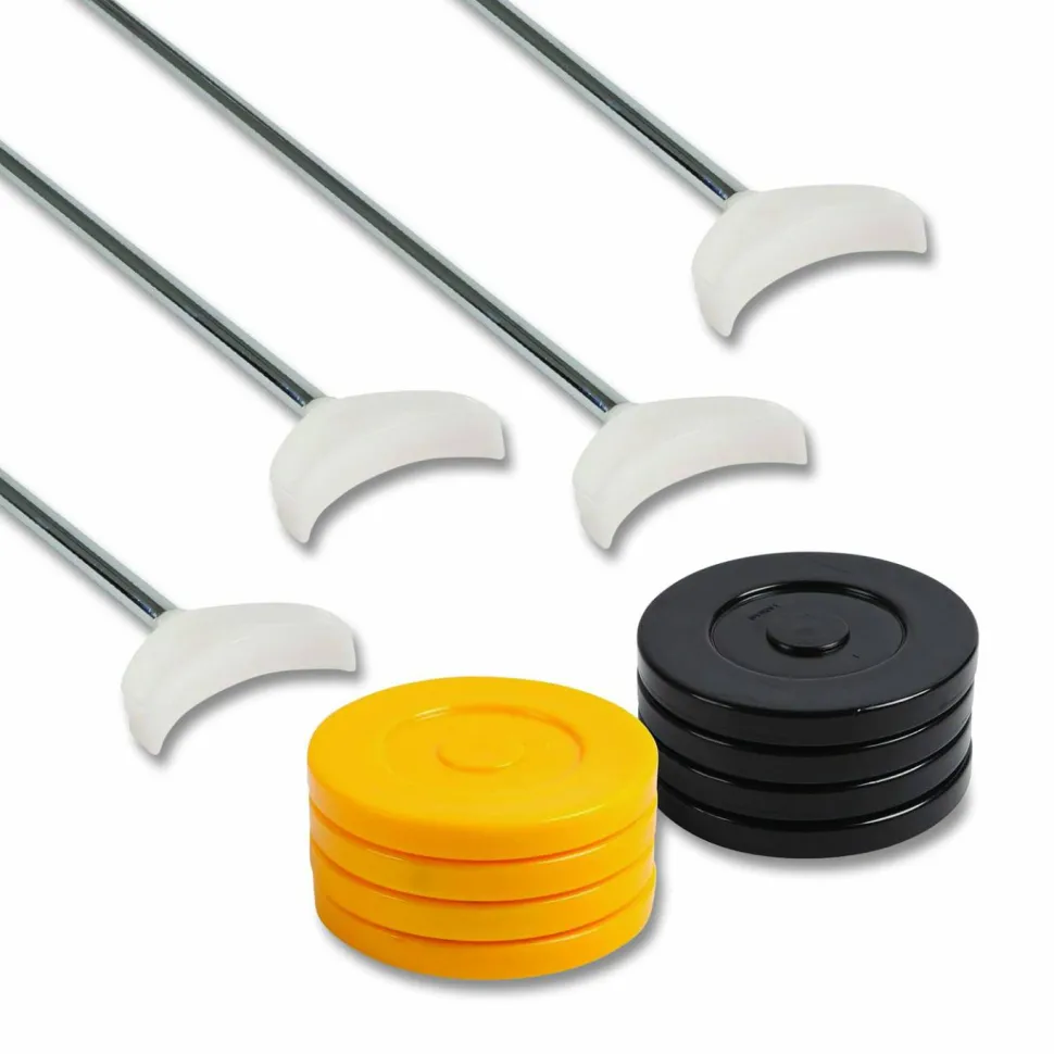 Champion Sports Blacktop Shuffleboard Set, (2) Two-Piece 51" Cues/(8) Discs/Sidewalk Chalk