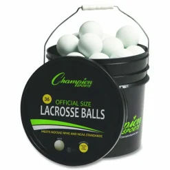 Champion Sports Bucket of Lacrosse Balls, Official Size, White, 36 Balls/Bucket
