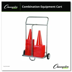 Champion Sports Combination Equipment Cart, Metal, 132 lb Capacity, 16 x 32 x 48, Silver
