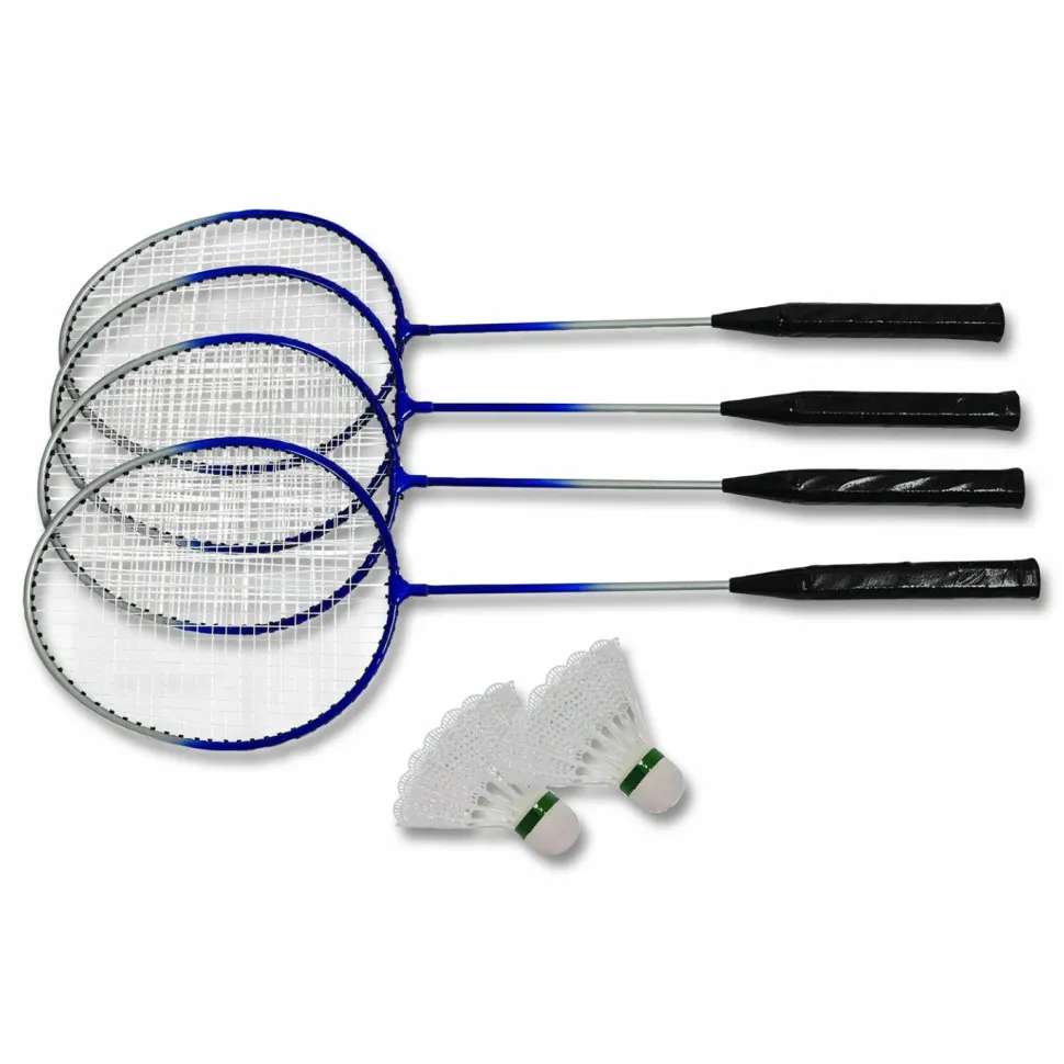 Champion Sports Deluxe Badminton Set, 20 ft Net with 4 Rackets, 2 Shuttlecocks