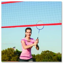 Champion Sports Deluxe Badminton Set, 20 ft Net with 4 Rackets, 2 Shuttlecocks