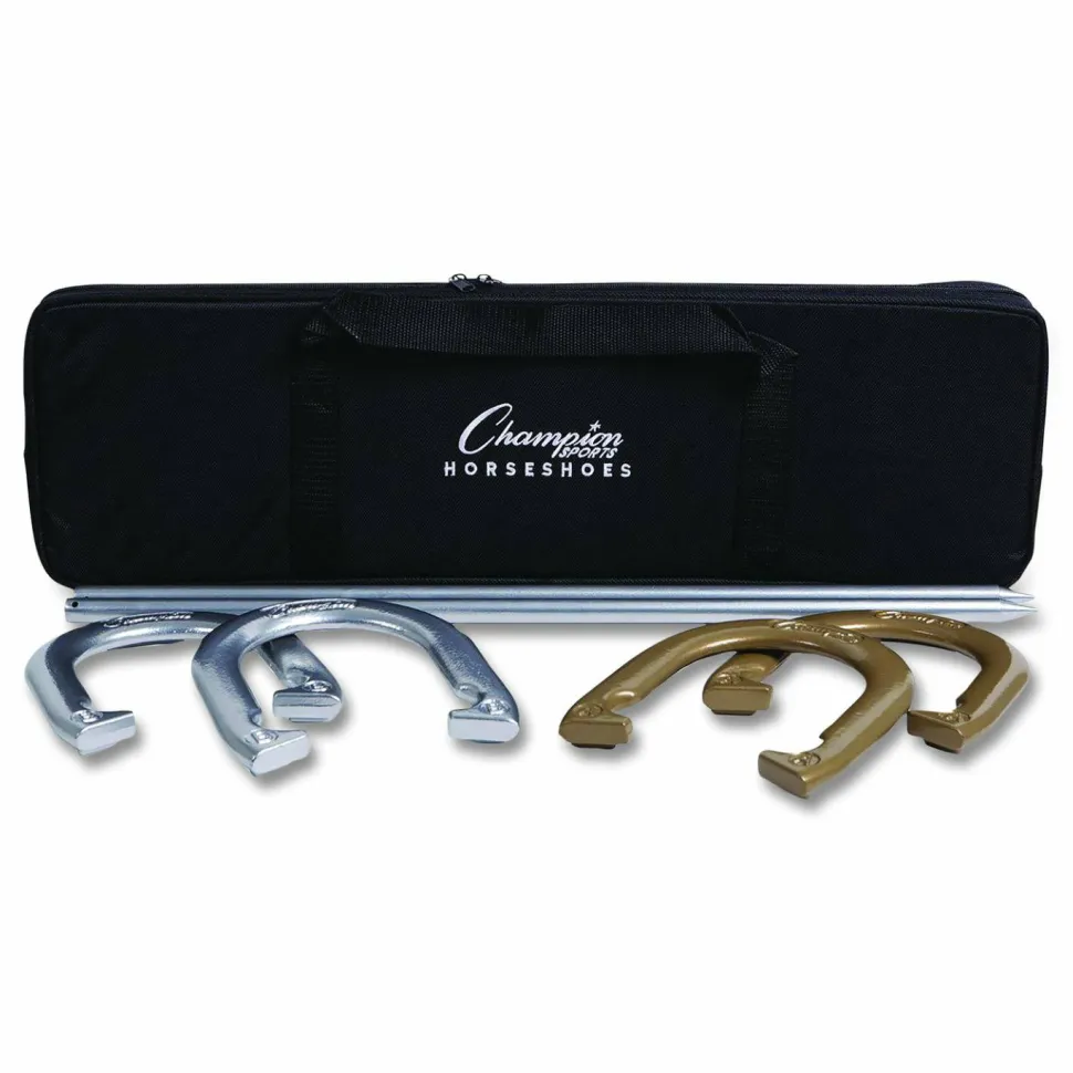 Champion Sports Deluxe Horseshoe Tournament Set, 4 Horseshoes/2 Stakes/Carry Bag/Rule Sheet