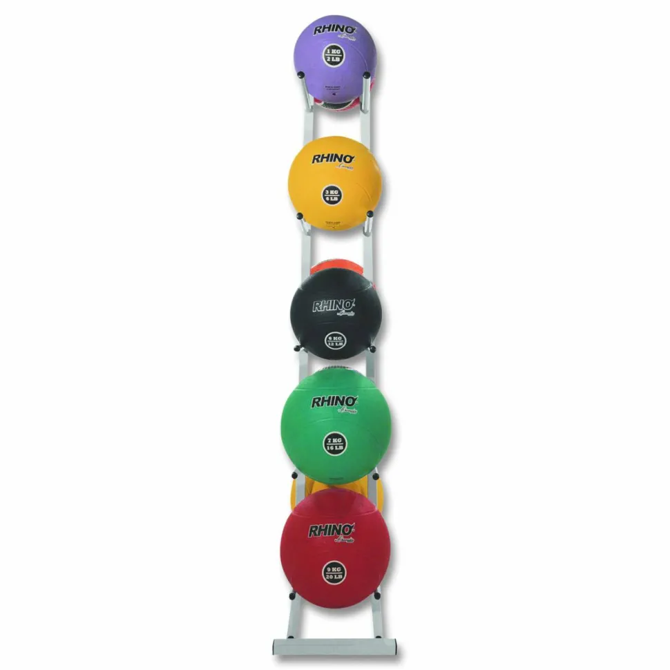 Champion Sports Double Medicine Ball Tree, 12" x 23" x 51", White