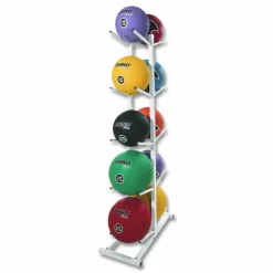 Champion Sports Double Medicine Ball Tree, 12" x 23" x 51", White