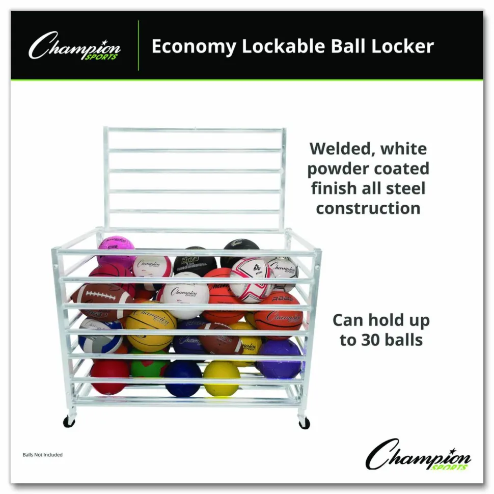 Champion Sports Economy Locking Ball Carrier, Metal, 264 lb Capacity, 23" x 45" x 32", White