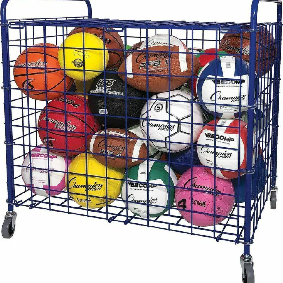 Champion Sports Full Size Lockable Ball Locker, Steel, 36"L x 24"W x 36"H, Blue