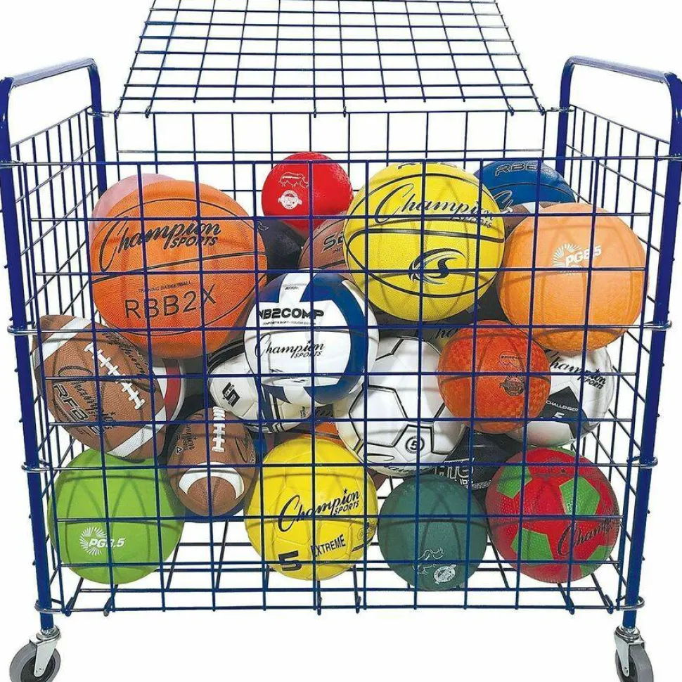 Champion Sports Full Size Lockable Ball Locker, Steel, 36"L x 24"W x 36"H, Blue