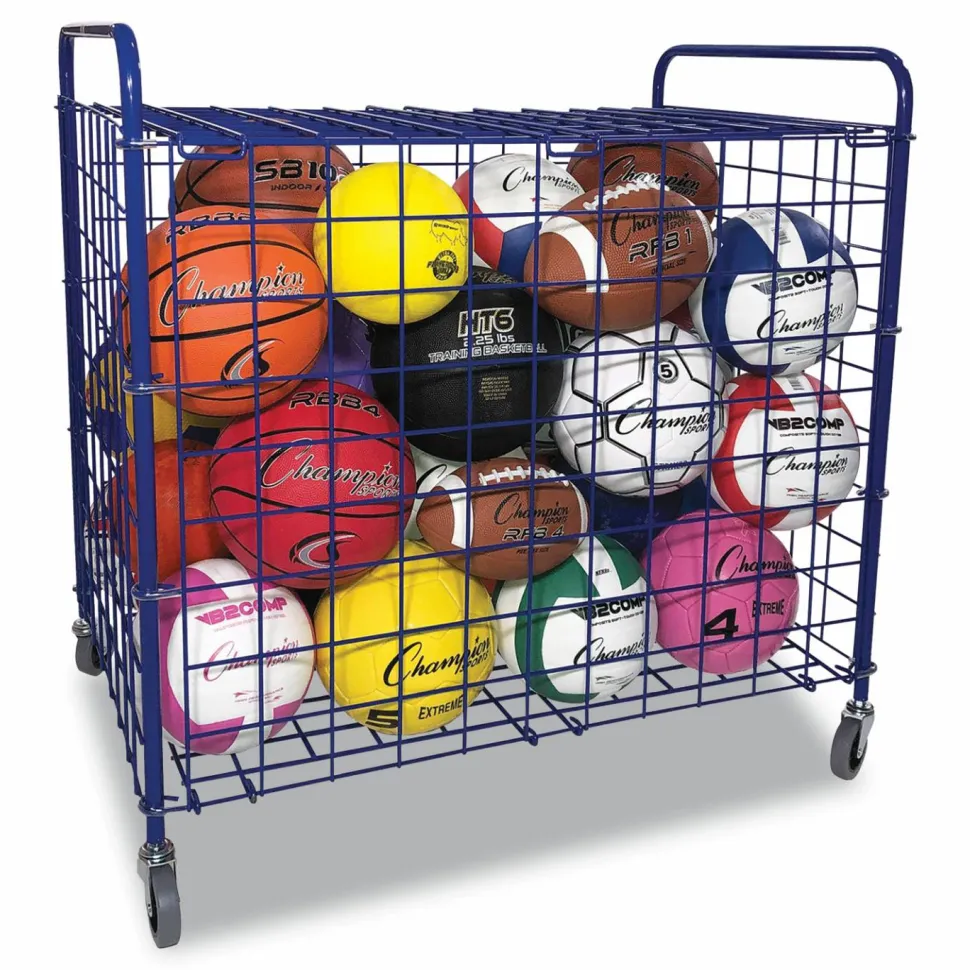 Champion Sports Full Size Lockable Ball Locker, Steel, 36"L x 24"W x 36"H, Blue