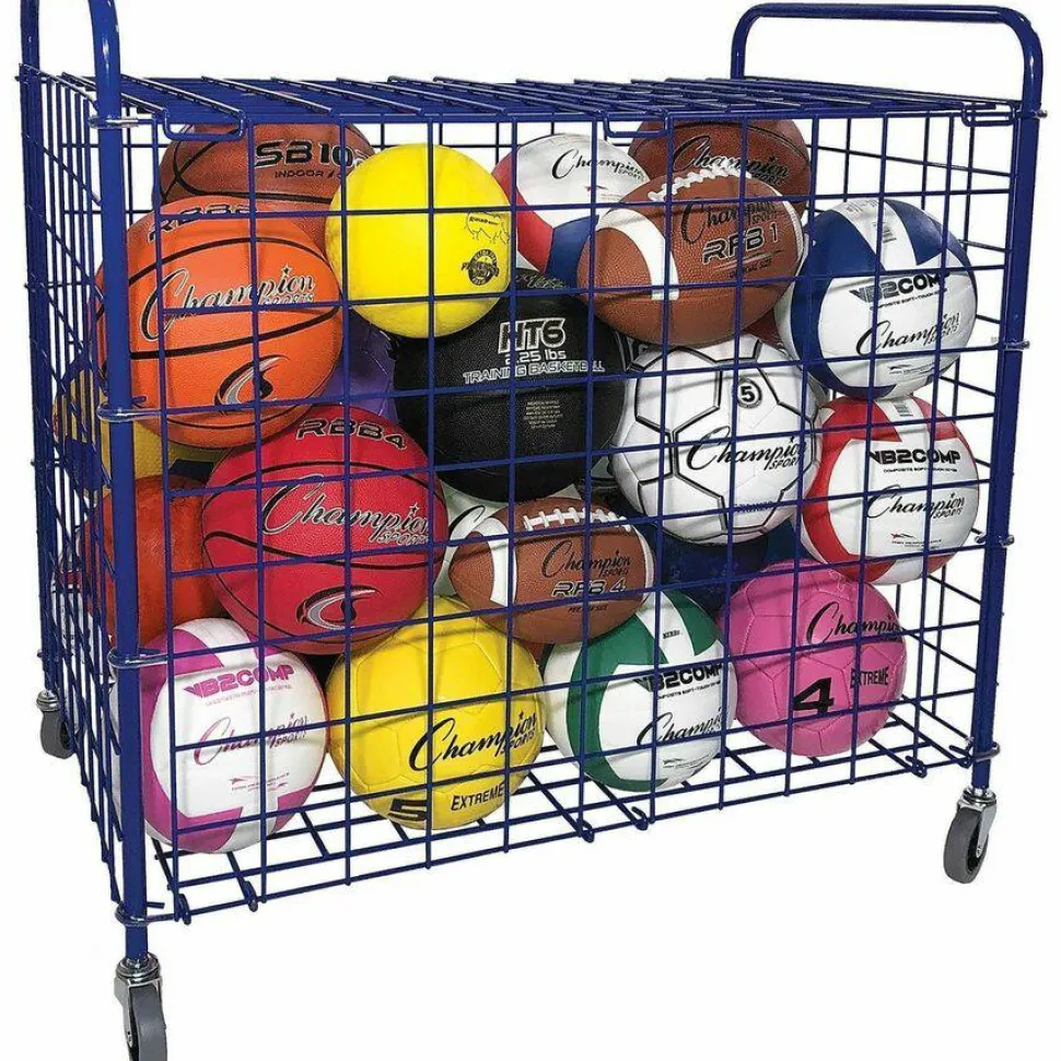 Champion Sports Full Size Lockable Ball Locker, Steel, 36"L x 24"W x 36"H, Blue