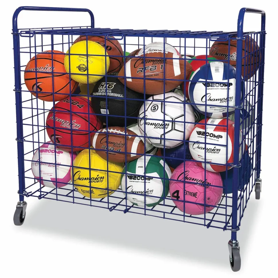 Champion Sports Full Size Lockable Ball Locker, Steel, 36"L x 24"W x 36"H, Blue