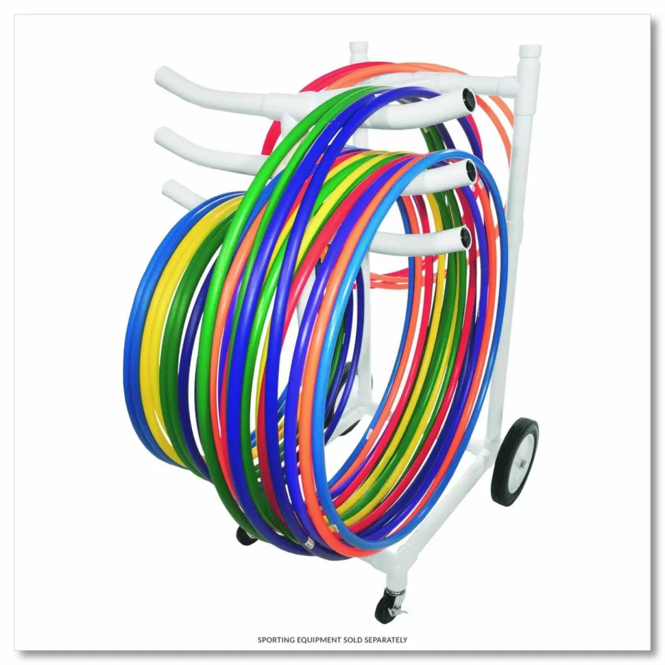 Champion Sports Hoop Storage Rack, Plastic, 176 lb Capacity, 26 x 22 x 49, White