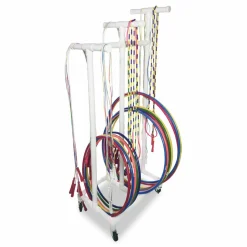 Champion Sports Jump Rope and Hoop Cart, Plastic, 19 x 28 x 69, White