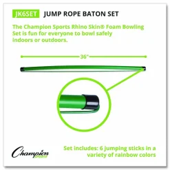 Champion Sports Jump Rope Baton Set, 32", Assorted Colors, 6 Batons/Set
