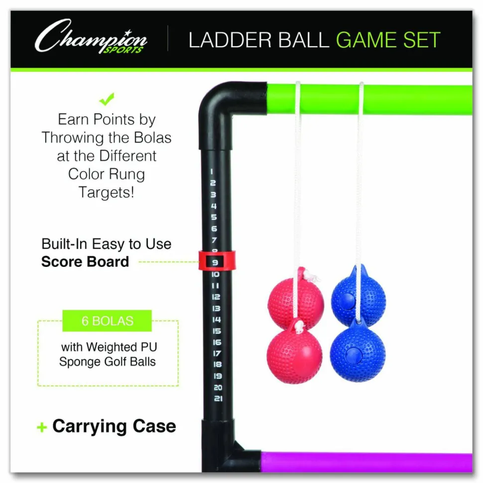 Champion Sports Ladder Ball Game Set, (2) 22" x 37.5" Ladders/(6) Bolas/Carry Bag
