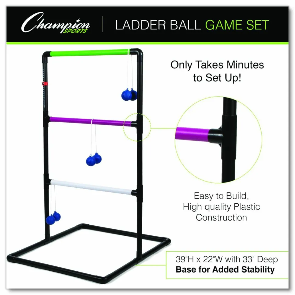Champion Sports Ladder Ball Game Set, (2) 22" x 37.5" Ladders/(6) Bolas/Carry Bag