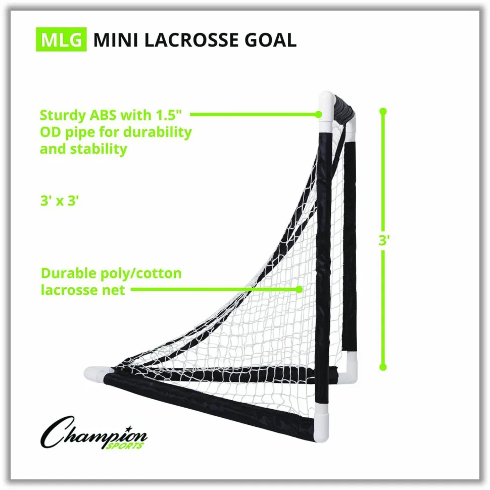 Champion Sports Mini Lacrosse Goal, 3 ft x 3 ft, 1.5" dia Frame