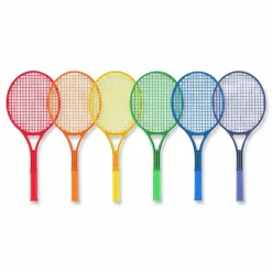 Champion Sports Plastic Tennis Racket Set, Six 21" Rackets, Assorted Colors