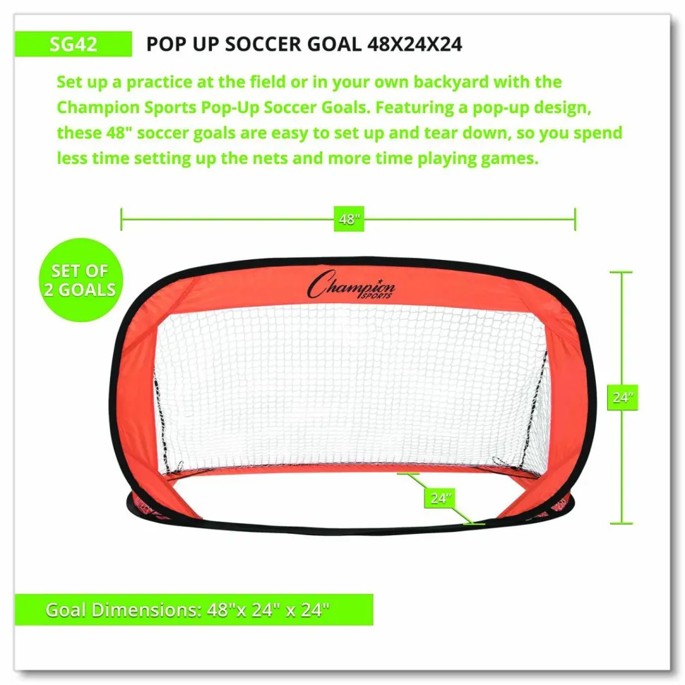 Champion Sports Pop Up Soccer Goal, 4 ft x 2 ft, Pair