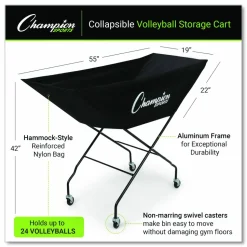 Champion Sports Pro Collapsible Volleyball Cart, 23