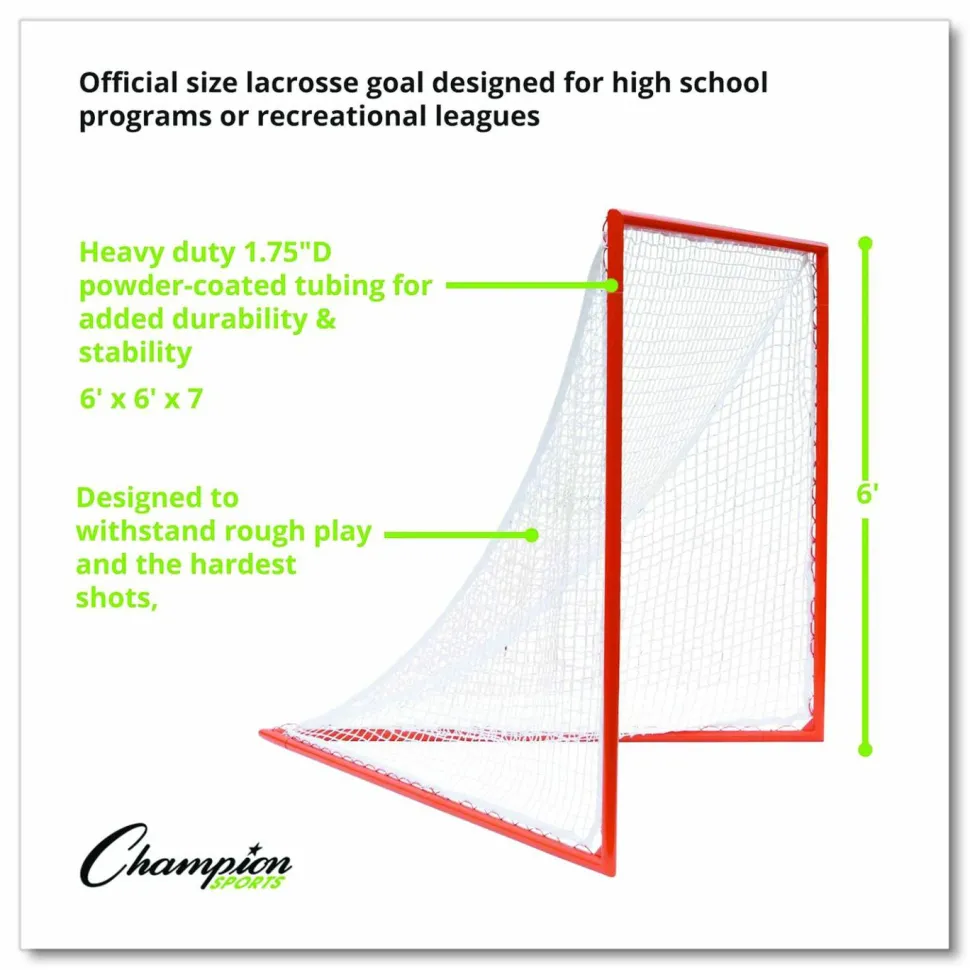 Champion Sports Pro High School Lacrosse Goal, 6 ft x 6 ft, 1.65" dia Frame