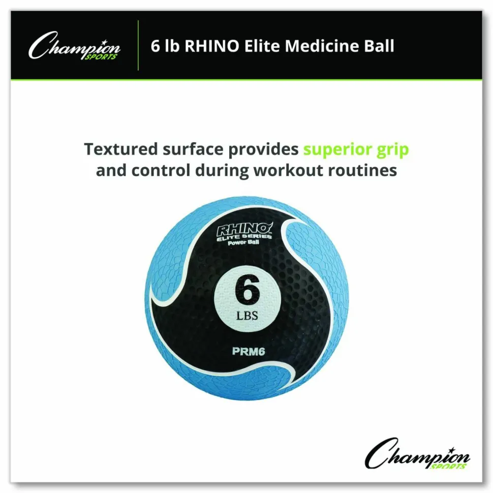 Champion Sports Rhino Elite Medicine Ball, 6 lb, Blue