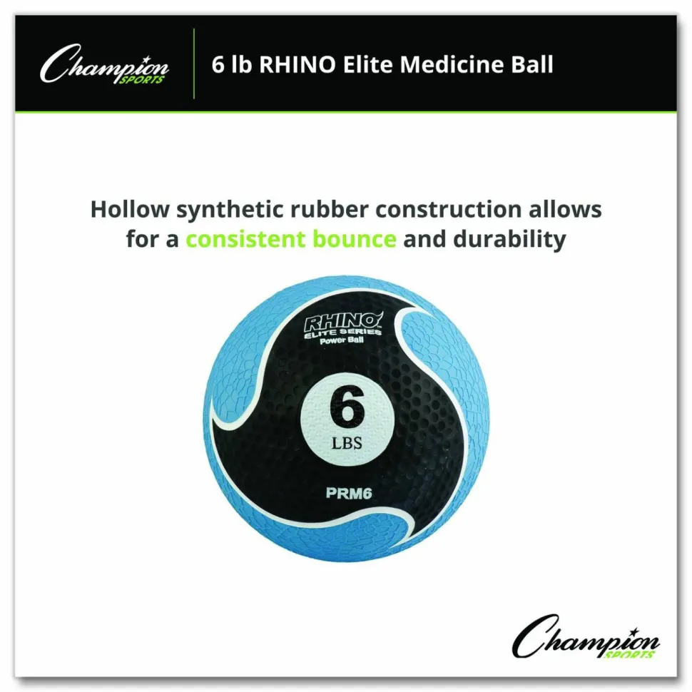Champion Sports Rhino Elite Medicine Ball, 6 lb, Blue