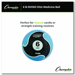 Champion Sports Rhino Elite Medicine Ball, 6 lb, Blue