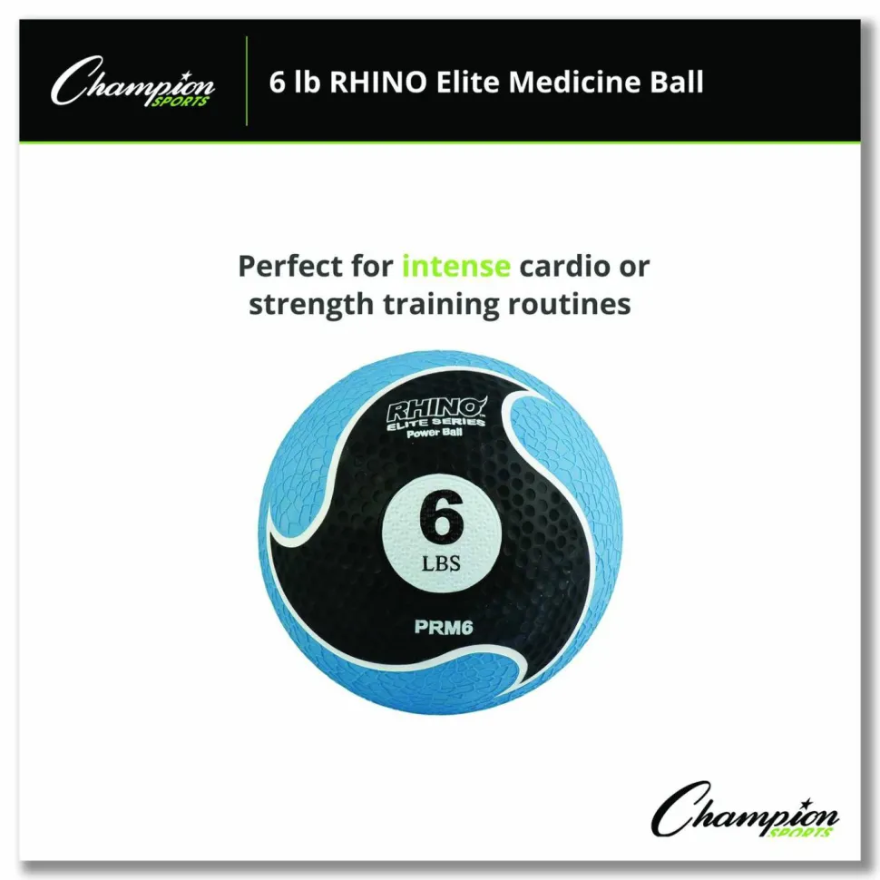 Champion Sports Rhino Elite Medicine Ball, 6 lb, Blue