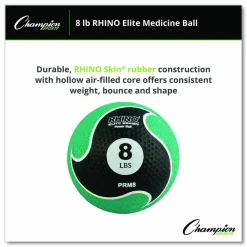 Champion Sports Rhino Elite Medicine Ball, 8 lb, Green