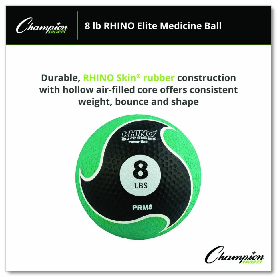 Champion Sports Rhino Elite Medicine Ball, 8 lb, Green
