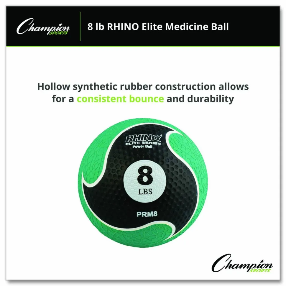 Champion Sports Rhino Elite Medicine Ball, 8 lb, Green