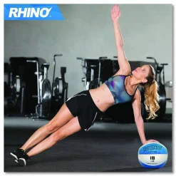 Champion Sports Rhino Leather Medicine Ball, 18 lb, Teal/White
