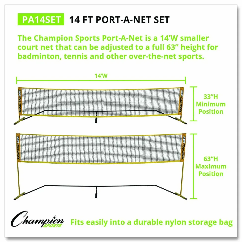 Champion Sports Rhino Port-A-Net Set, 36" to 60" x 168"