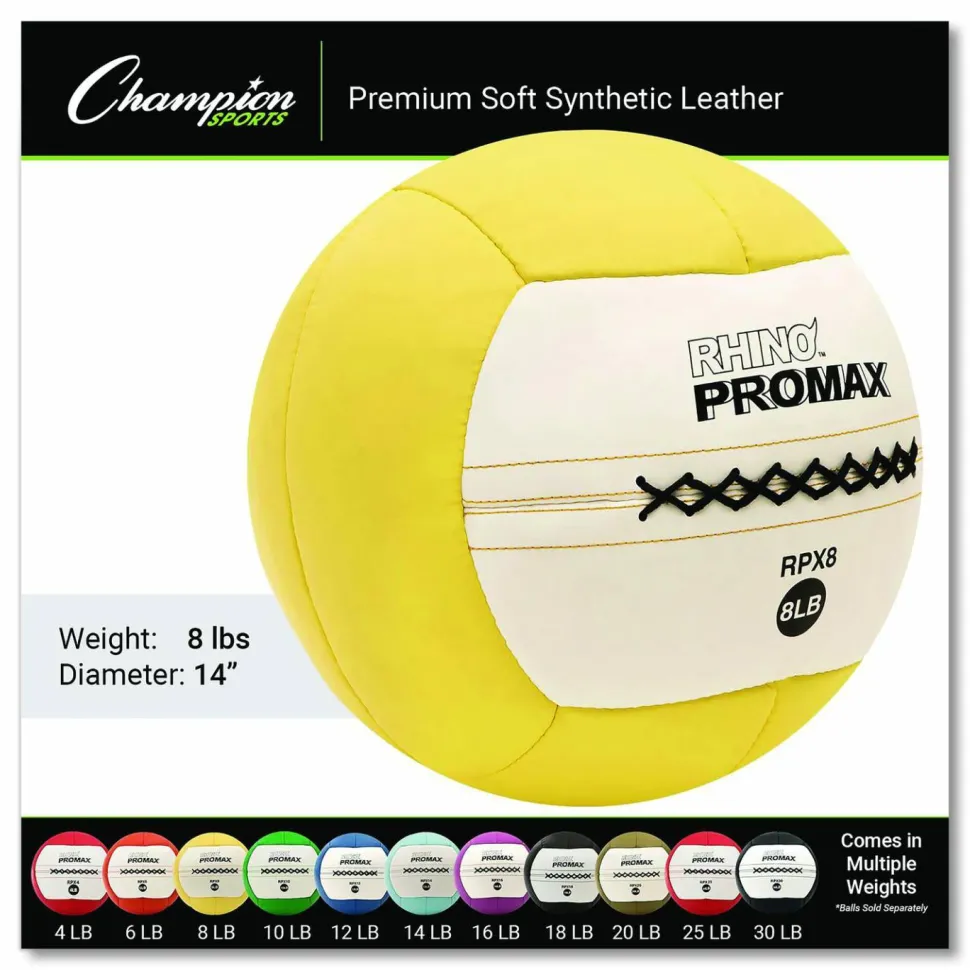 Champion Sports Rhino Promax Medicine Ball, 8 lb, Yellow