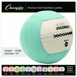 Champion Sports Rhino Promax Medicine Ball, 14 lb, Light Blue